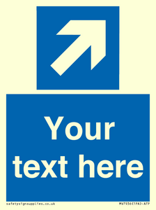 Custom Mandatory directional sign, blue arrow up and right